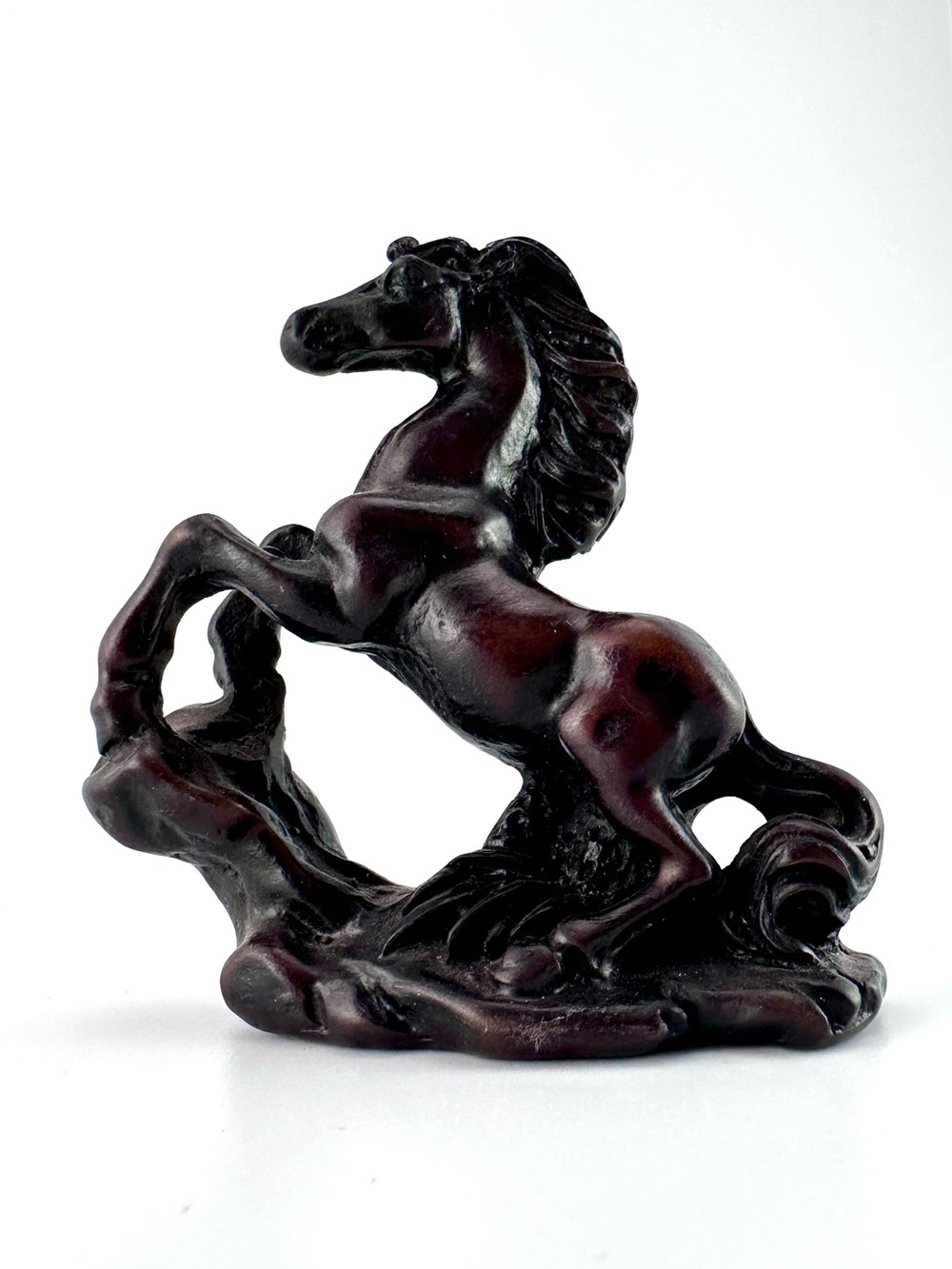 Vintage Miniature Rearing Stallion Horse Resin Figurine Fung Shui